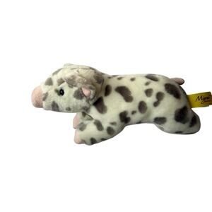 Aurora Miyoni Spotted Pig Plush Stuffed Animal White Grey Pink 11" Like New